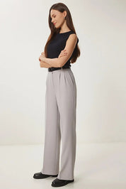 Stone Palazzo Pants with Pockets | High Waist, Wide Leg | AtikaStyle