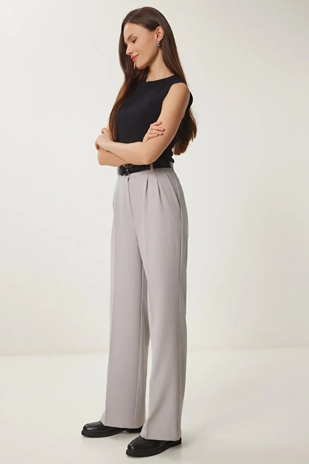Stone Palazzo Pants with Pockets | High Waist, Wide Leg | AtikaStyle