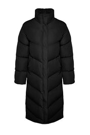 Black Long Water-Repellent Puffer Coat | Maxi Winter Jacket | AtikaStyle